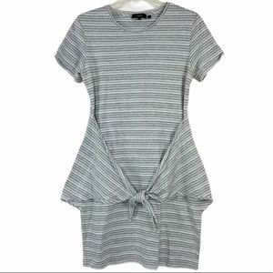 Theory gray striped front tie dress. Size Medium